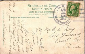 Stripping Tobacco Havana Cuba Antique Postcard PM Washington Cancel WOB Note 