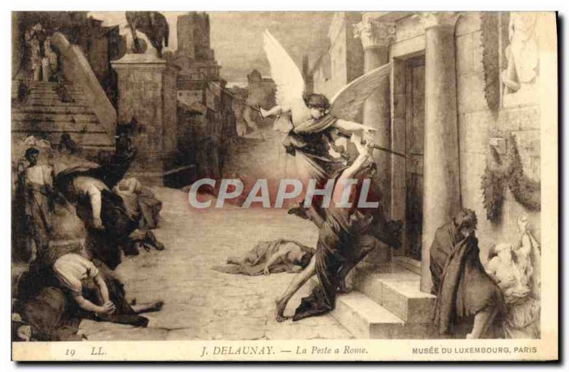 Old Postcard The Plague in Rome Musee Du Luxembourg Paris Angel