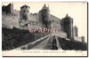 Old Postcard Carcassonne Montee door of & # 39Aude