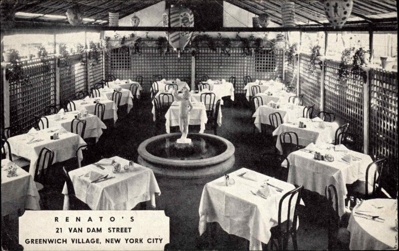 Greenwich Village New York City Renato's Restaurant Interior Postcard