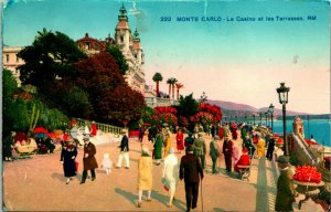 Vtg Postkarte 1928 Monaco Monte-Carlo Le Casino At Les Terrasses