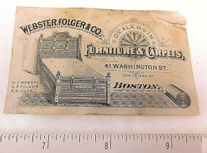 1860's-70's Steel Engraved Webster, Folger & Co. Boston Trade Card F49