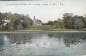 Rhode Island Providence Ducks In Roger Williams Park Showing Museum