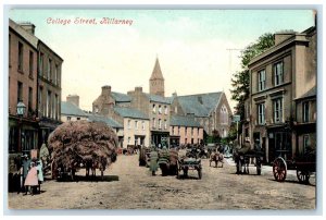 c1910 College Street Killarney Ireland Horse Carriage Antique Postcard