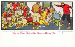 Football End of First Half-No Score-Giving 'Em__! Sign M. L. Blumenthal Postcard