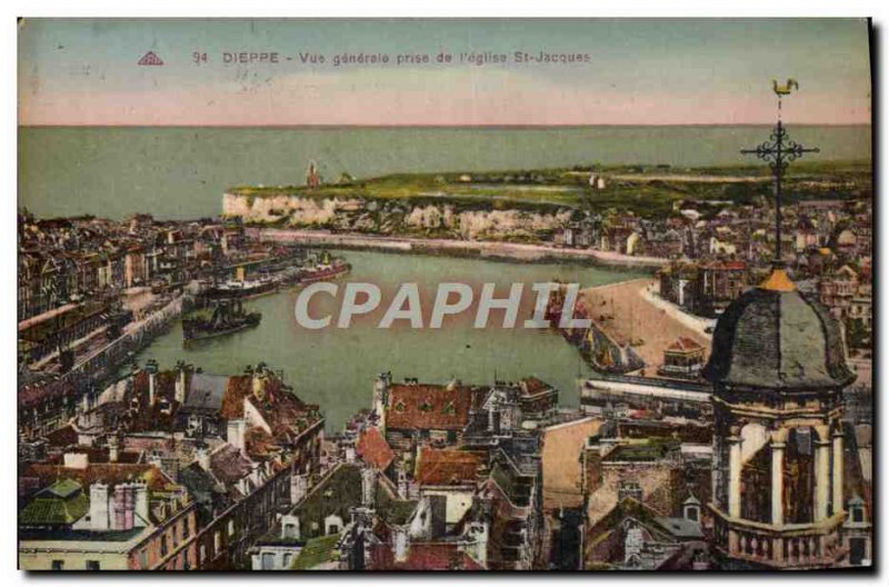 Old Postcard Dieppe Vue Generale From Jack I & # 39Eglise St Jacques