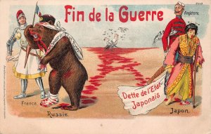 RUSSO-JAPANESE WAR JAPAN MILITARY SHIP BEAR FRANCE UK POSTCARD (1904)