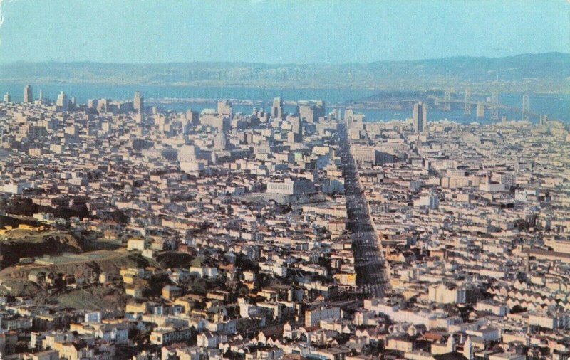 Postcard Looking Down Market Street San Francisco California Union 76