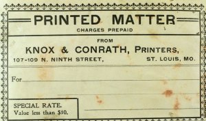 1880's-90's Knox & Conrath, St. Louis Poster Stamp Prepaid Shipping Label F93