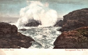 Vintage Postcard Scenic View Of Indian Rock Narragansett Pier Rhode Island RI