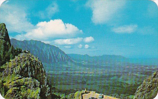 Hawaii Oahu Pali View Windward OahuAnd The Blue Pacific Are Laid Out Like A M...