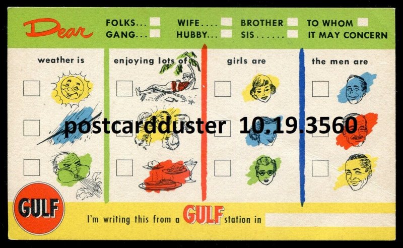 3560 - GULF OIL 1910s Advertising Postcard