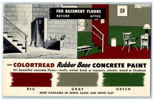Rubber Base Concrete Paint For Basement Floors Before After Advertising Postcard