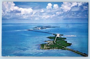 1960 Florida Vintage Postcard Aerial View Keys Looking North Bahia Honda Bridge
