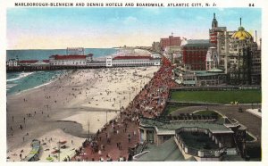 Vintage Postcard Marlborough-Blemheim Dennis Hotels Boardwalk Atlantic City NJ