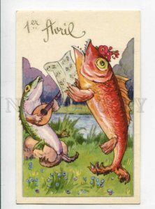 299382 1er Avril April Fools' Day SINGING FISH Old postcard