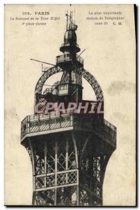 VINTAGE POSTCARD Paris the Summit of the Eiffel Tower 3rd 