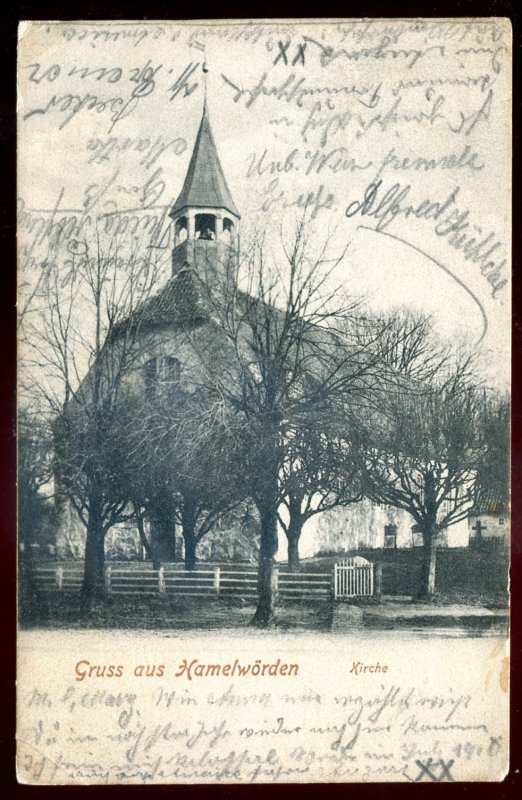 dc1844 - GERMANY Gruss aus Hamelwoerden 1909 Church