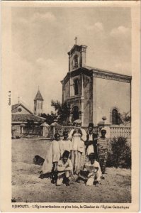 PC EGLISE ORTHODOXE ET CLOCHER EGLISE CATHOLIQUE DJIBOUTI SOMALIA (A23695)