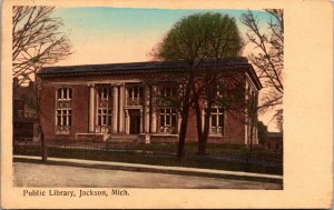 Postcard Public Library in Jackson, Michigan