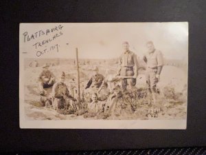 Mint WWI Postcard Plattsburgh Trenches RPPC Military Soldiers Infantry US Army