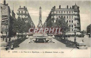 Old Postcard Lyon Place de la Republique Le Carnot Monument