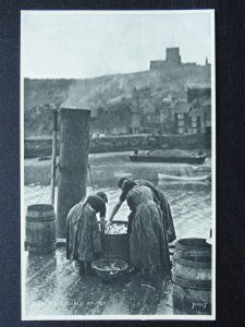 Yorkshire WHITBY Fishergirls sorting fish in Barrels c1915 Postcard by Judges