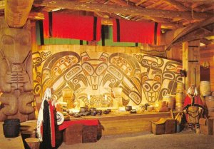 Hazelton, BC Wolf Crest 'Ksan Indian Chiefs c1960s Chrome Vintage Postcard