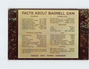 Postcard Facts About Bagnell Dam, Greetings From The Lakes Of The Ozarks, MO