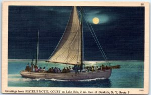 Postcard - Greetings from Reiter's Motel Court on Lake Erie, Route 5 - New York