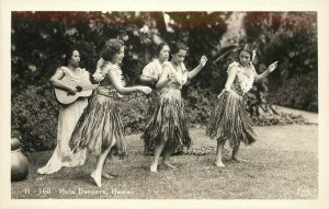 c9130s RPPC KH H-163, Hawaiian Hula Dancers, Native Women Musicians Guitar