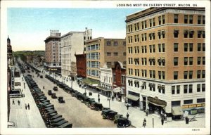 Macon Georgia GA West on Cherry Street Classic Cars Vintage Postcard