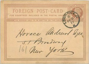 Entier Postal Stationery Postal Great Britain Great Britain 1877 London to Ne...