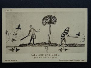 Mediaeval Sport BALL AND BAT GAME / CRICKET c1905 Postcard by Oxford University