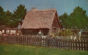 Postcard First Pilgrim House Dwelling Reconstruction Plymouth Massachusetts MA