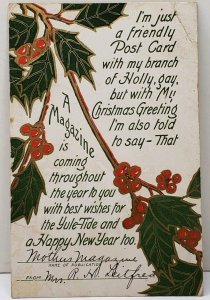 Mothers Magazine Christmas Advertising 1914 to Cazenovia NY Postcard A17