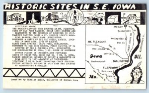 Iowa Postcard Historic Sites SE Map Harlan Lincoln Route c1973 Vintage Antique