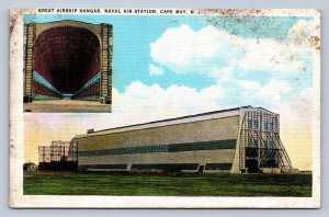 J95/ Cape May New Jersey Postcard c1930s Airship Blimp Hangar Navy  507