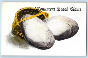 1914 Greetings From Monument Beach Clams Massachusetts MA Antique Postcard