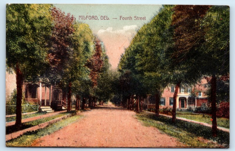Milford DE Delaware Fourth Street Postcard