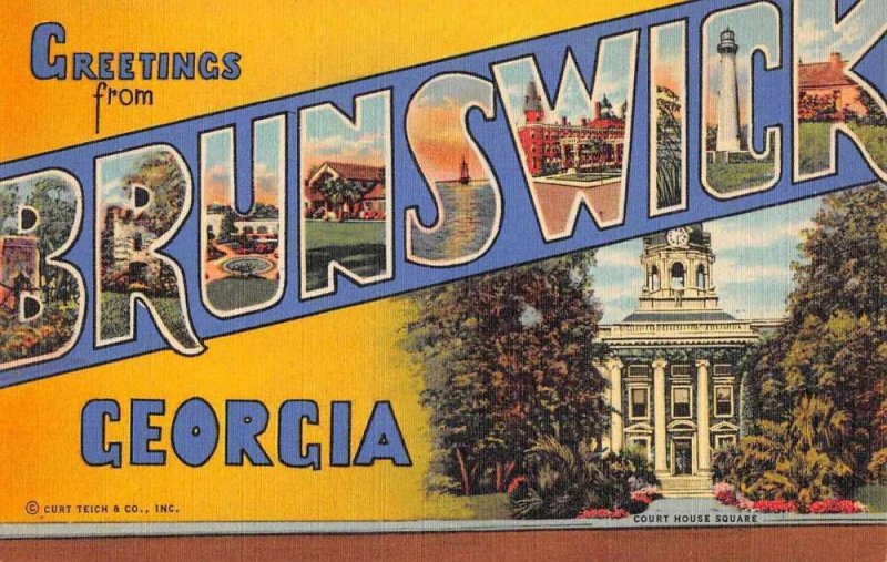 Brunswick Georgia Greetings Large Letter Vintage Postcard JE359294