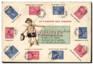 Old Postcard Fancy Language stamps (Sower)
