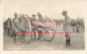 Mexico Border War, RPPC, US Infantry Soldiers Reviewing Betsy Artillery