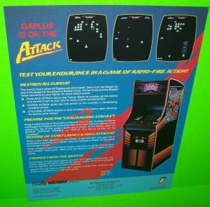 Midway Gaplus Arcade FLYER 1984 Original NOS Video Game Retro Art Print Sheet 