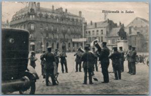 GERMAN WWI ERA 1916 ANTIQUE POSTCARD MILITARY ORCHESTRA IN SEDAN FRANCE FELDPOST