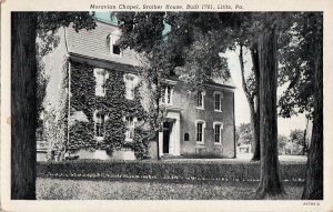 Postcard Moravian Chapel Brother House Lititz PA