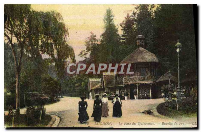 Old Postcard Luchon Le Parc Des Quinconces Buvette du Pre