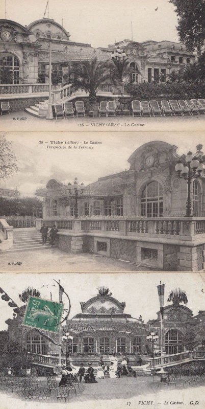 Vichy Casino France 3x Antique French Postcard s