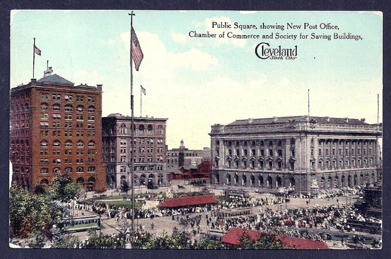 Public Square New Post Office Cleveland OH used c1912