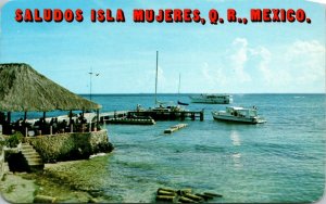 El Garrafon Isla Mujeres Mexico Excursion Boats Postcard